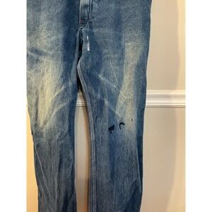 VTG USA Made Round House Grunge Blue Denim Overalls Mens 44x31 Distressed
